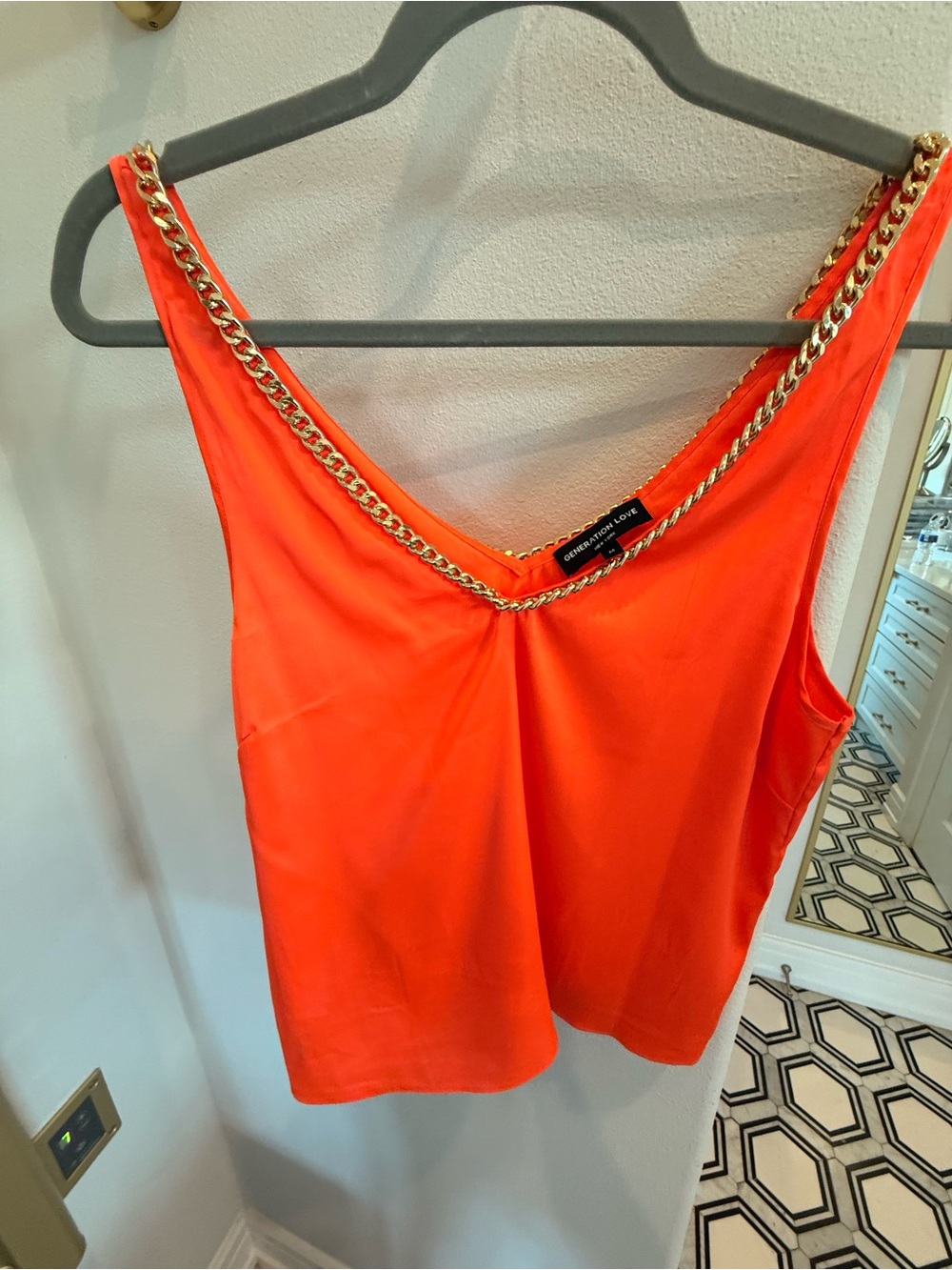 Generation Love Gold-Chain Orange Camisole